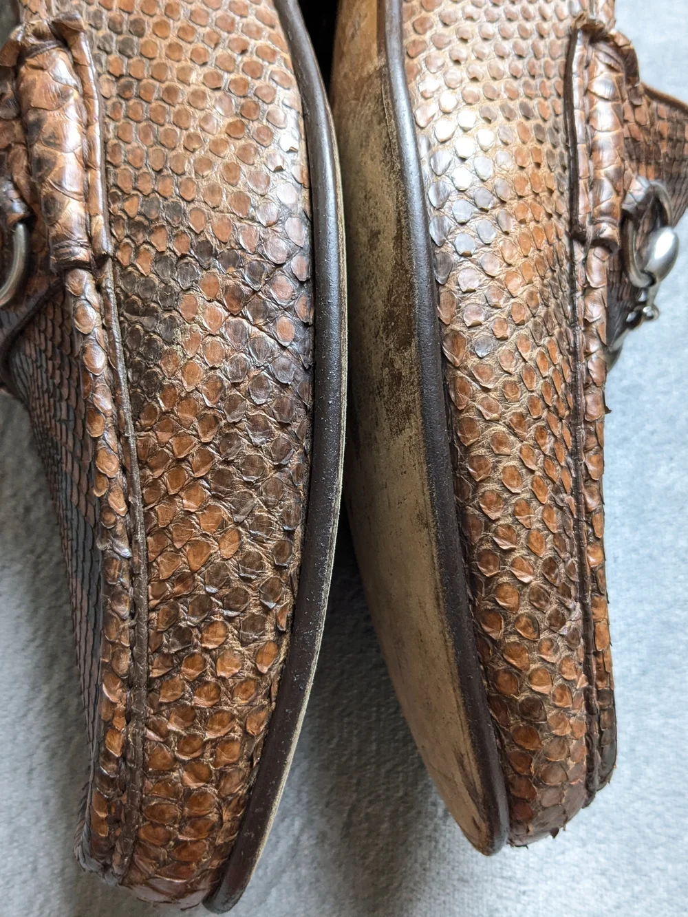 Gucci Men’s Brown Python Leather Horsebit Loafers US 9 Snakeskin Exotic